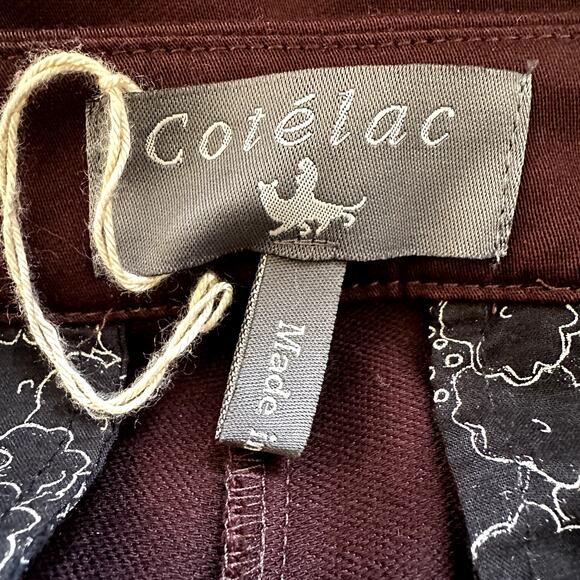 Cotelac Pants Skinny Trouser Ankle Career Preppy Zip Fly Cotton Brown NWOT M/L - Picture 2 of 5